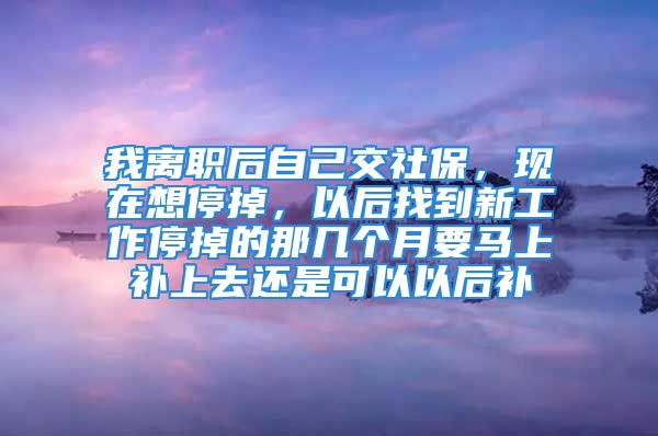 我離職后自己交社保，現(xiàn)在想停掉，以后找到新工作停掉的那幾個月要馬上補上去還是可以以后補