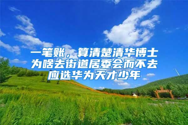 一筆賬，算清楚清華博士為啥去街道居委會而不去應(yīng)選華為天才少年