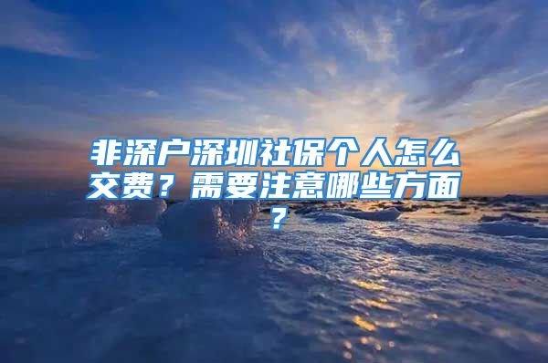 非深戶深圳社保個人怎么交費？需要注意哪些方面？