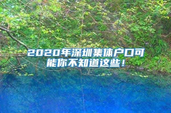 2020年深圳集體戶口可能你不知道這些！