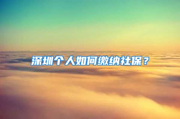 深圳個(gè)人如何繳納社保？