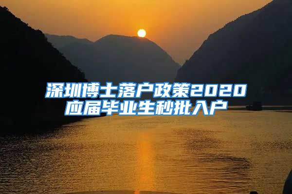 深圳博士落戶政策2020應(yīng)屆畢業(yè)生秒批入戶