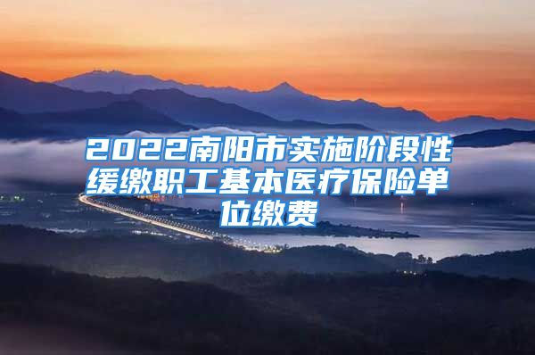 2022南陽(yáng)市實(shí)施階段性緩繳職工基本醫(yī)療保險(xiǎn)單位繳費(fèi)