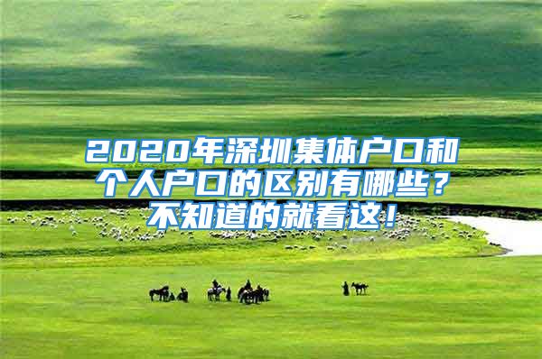 2020年深圳集體戶口和個(gè)人戶口的區(qū)別有哪些？不知道的就看這！