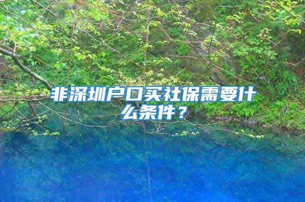 非深圳戶口買社保需要什么條件？