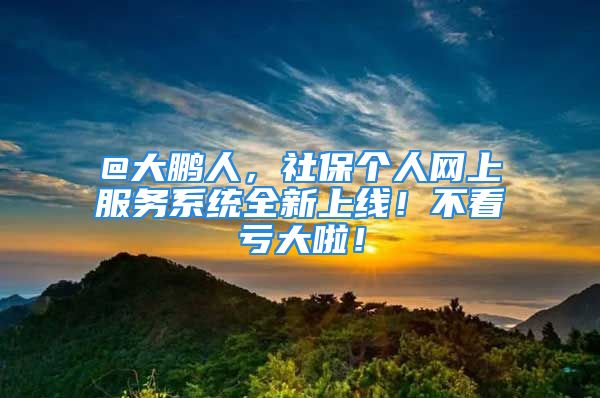 @大鵬人，社保個人網(wǎng)上服務系統(tǒng)全新上線！不看虧大啦！