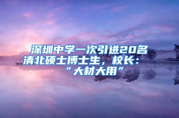 深圳中學(xué)一次引進(jìn)20名清北碩士博士生，校長：“大材大用”