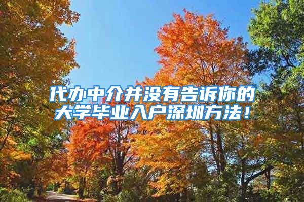 代辦中介并沒有告訴你的大學(xué)畢業(yè)入戶深圳方法！