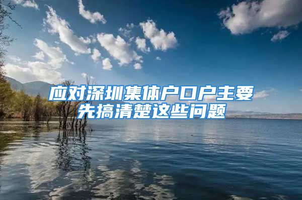 應(yīng)對深圳集體戶口戶主要先搞清楚這些問題