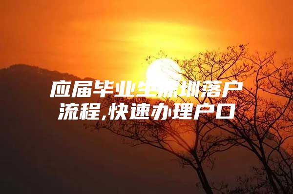 應(yīng)屆畢業(yè)生深圳落戶流程,快速辦理戶口