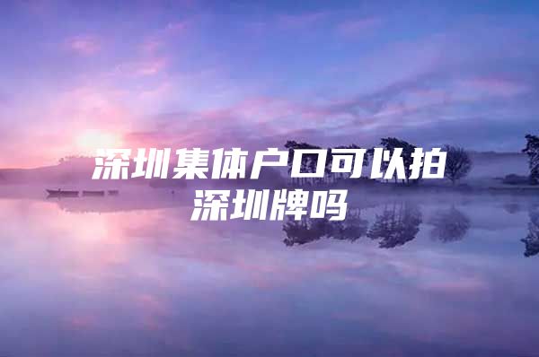 深圳集體戶口可以拍深圳牌嗎