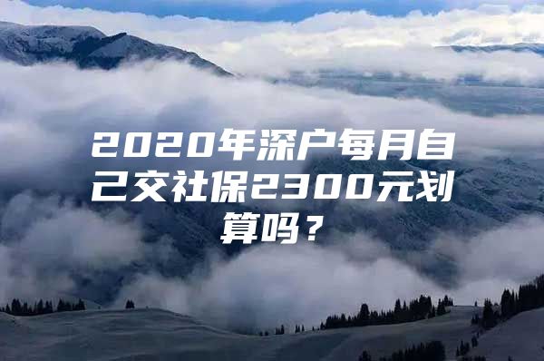 2020年深戶每月自己交社保2300元劃算嗎？