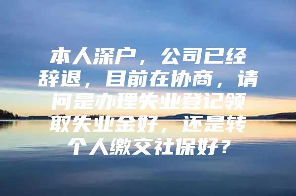 本人深戶，公司已經(jīng)辭退，目前在協(xié)商，請問是辦理失業(yè)登記領取失業(yè)金好，還是轉個人繳交社保好？