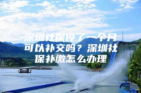 深圳社保停了一個(gè)月可以補(bǔ)交嗎？深圳社保補(bǔ)繳怎么辦理