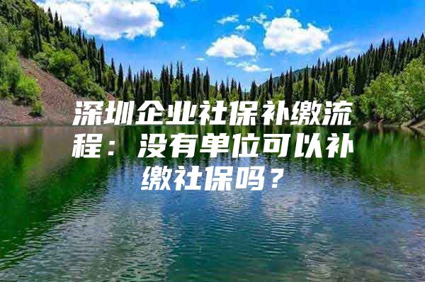 深圳企業(yè)社保補繳流程：沒有單位可以補繳社保嗎？