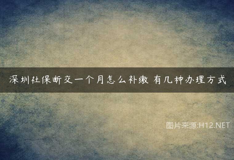 深圳社保斷交一個月怎么補繳 有幾種辦理方式