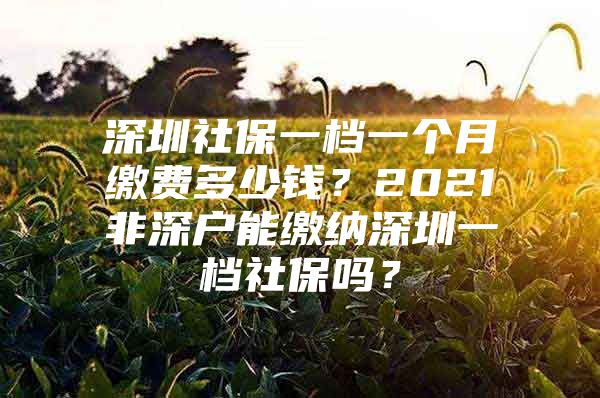 深圳社保一檔一個(gè)月繳費(fèi)多少錢？2021非深戶能繳納深圳一檔社保嗎？