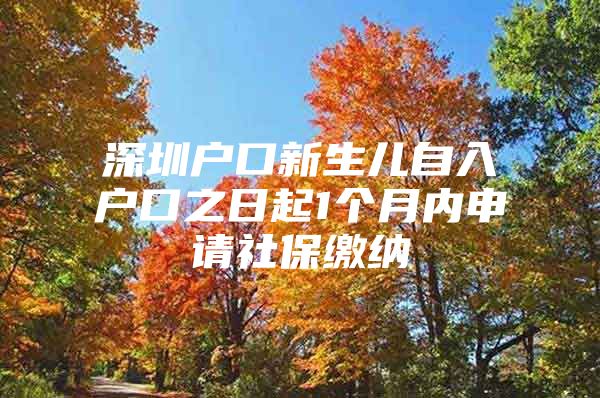 深圳戶(hù)口新生兒自入戶(hù)口之日起1個(gè)月內(nèi)申請(qǐng)社保繳納