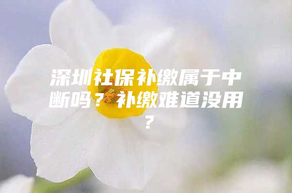 深圳社保補(bǔ)繳屬于中斷嗎？補(bǔ)繳難道沒(méi)用？