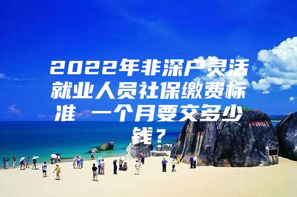 2022年非深戶靈活就業(yè)人員社保繳費標(biāo)準(zhǔn) 一個月要交多少錢？