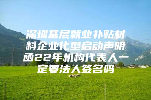 深圳基層就業(yè)補(bǔ)貼材料企業(yè)化型啟動(dòng)聲明函22年機(jī)構(gòu)代表人一定要法人簽名嗎