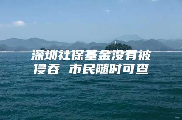 深圳社保基金沒有被侵吞 市民隨時可查