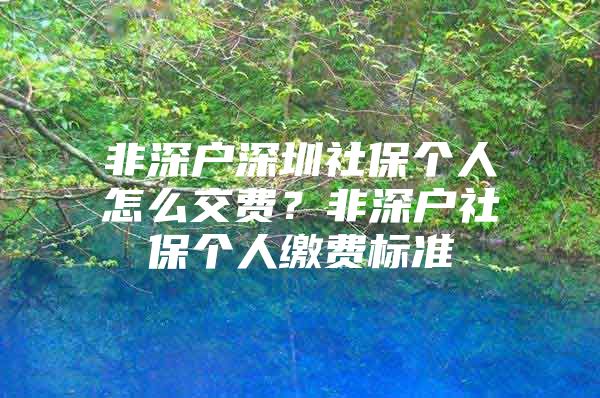 非深戶深圳社保個(gè)人怎么交費(fèi)？非深戶社保個(gè)人繳費(fèi)標(biāo)準(zhǔn)