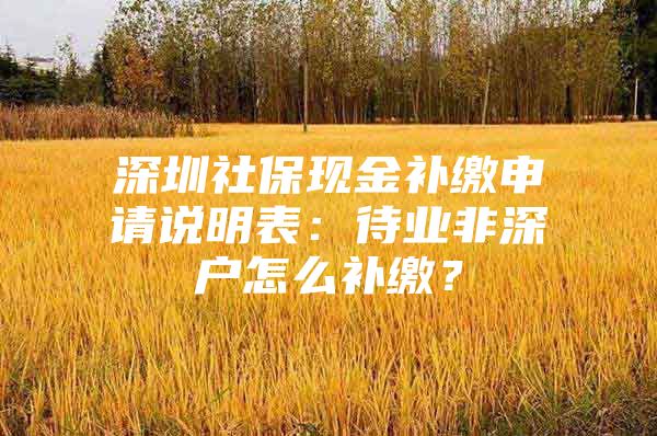 深圳社?，F(xiàn)金補(bǔ)繳申請說明表：待業(yè)非深戶怎么補(bǔ)繳？