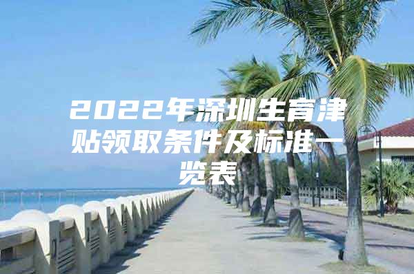 2022年深圳生育津貼領取條件及標準一覽表