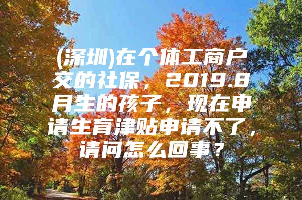 (深圳)在個體工商戶交的社保，2019.8月生的孩子，現(xiàn)在申請生育津貼申請不了，請問怎么回事？