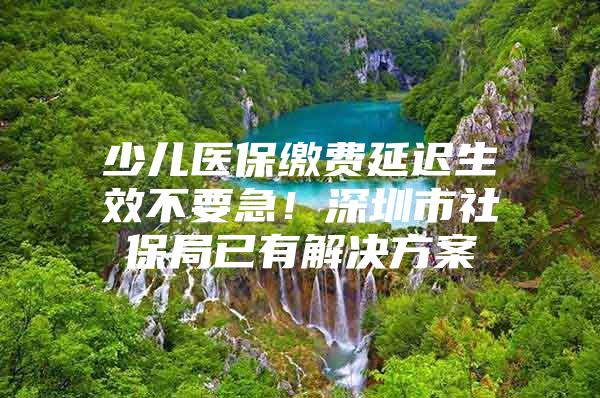 少兒醫(yī)保繳費(fèi)延遲生效不要急！深圳市社保局已有解決方案