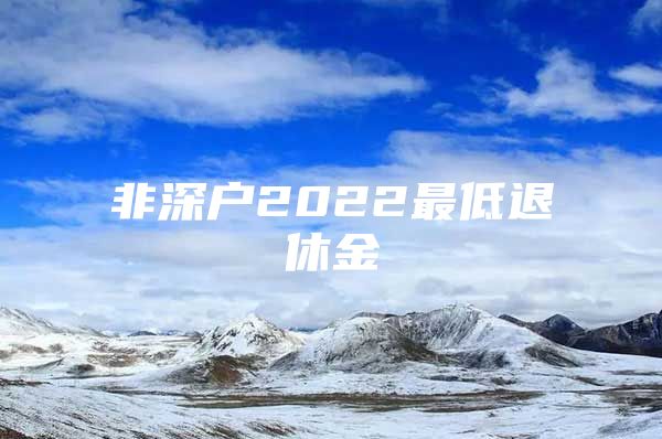 非深戶2022最低退休金