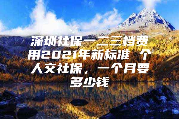 深圳社保一二三檔費用2021年新標(biāo)準(zhǔn) 個人交社保，一個月要多少錢