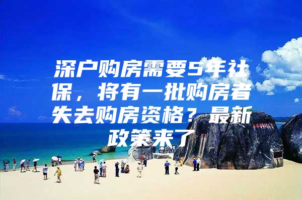 深戶購房需要5年社保，將有一批購房者失去購房資格？最新政策來了