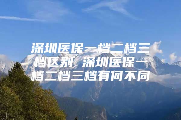 深圳醫(yī)保一檔二檔三檔區(qū)別 深圳醫(yī)保一檔二檔三檔有何不同