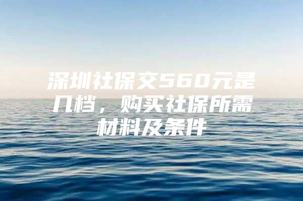 深圳社保交560元是幾檔，購買社保所需材料及條件