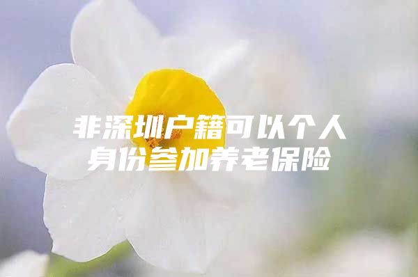 非深圳戶籍可以個(gè)人身份參加養(yǎng)老保險(xiǎn)