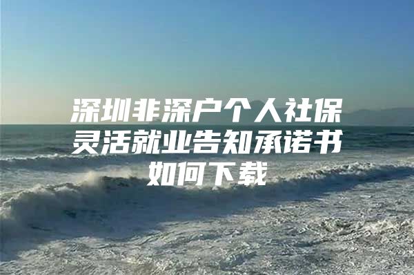 深圳非深戶個(gè)人社保靈活就業(yè)告知承諾書如何下載